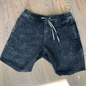 Washed black jean shorts